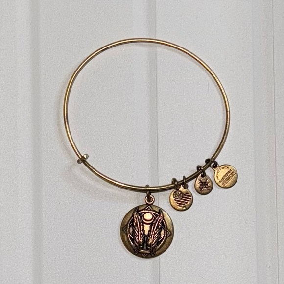 EUC Alex and Ani Gold Godspeed Charm Bangle Bracelet - Picture 2 of 4